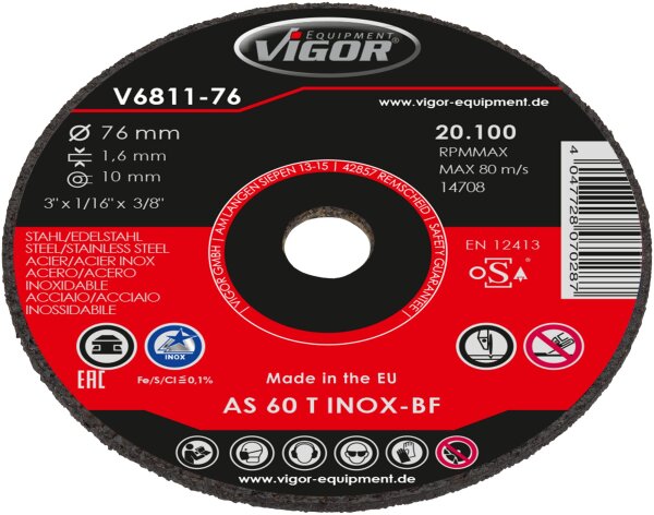 VIGOR Trennscheiben Satz - 76 mm - V6811-76 - Anzahl Werkzeuge: 25