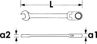 VIGOR Gelenk Ratschen-Ring-Maulschlüssel - V2808 - Außen-Sechskant Profil, Außen-Doppel-Sechskant Profil - 12 mm