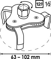 VIGOR Ölfilterkralle - V1281 - Vierkant12,5 mm (1/2...