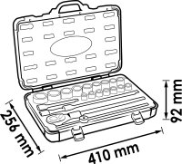 VIGOR Steckschlüssel Satz - V2460N - Vierkant12,5 mm (1/2 Zoll) - Außen-Sechskant Profil - 10 – 32 - Anzahl Werkzeuge: 25