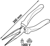 VIGOR VDE Flachrund-Zange - V2630 - 200 mm