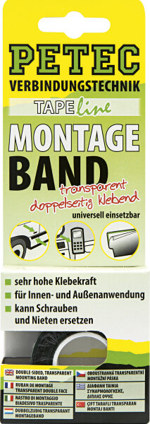 PETEC Montageband Transparent 19 Mm X 02 Mm X 2 M Sb-Karte (87192)