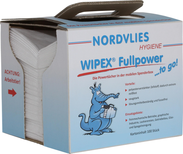 Nordvlies WIPEX-FULLPOWER Wischtücher „TO GO“ weiß Box á 100 Tücher 140540T