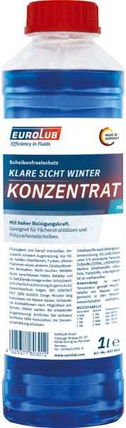 Eurolub Klare Sicht Winter Scheiben-Konzentrat • Kühlerschutz