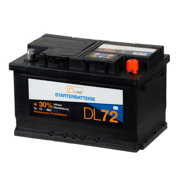 D.LINE Starterbatterie DL72 12V / 72Ah / 680A EN (5724090686000)