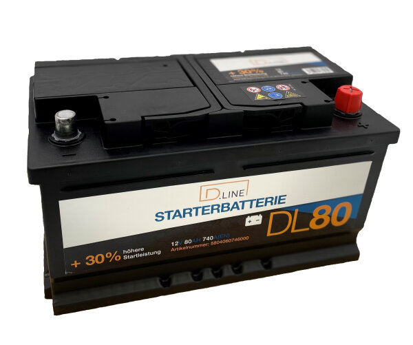 D.LINE Starterbatterie DL80 12V / 80Ah / 740A EN (5804060746000)