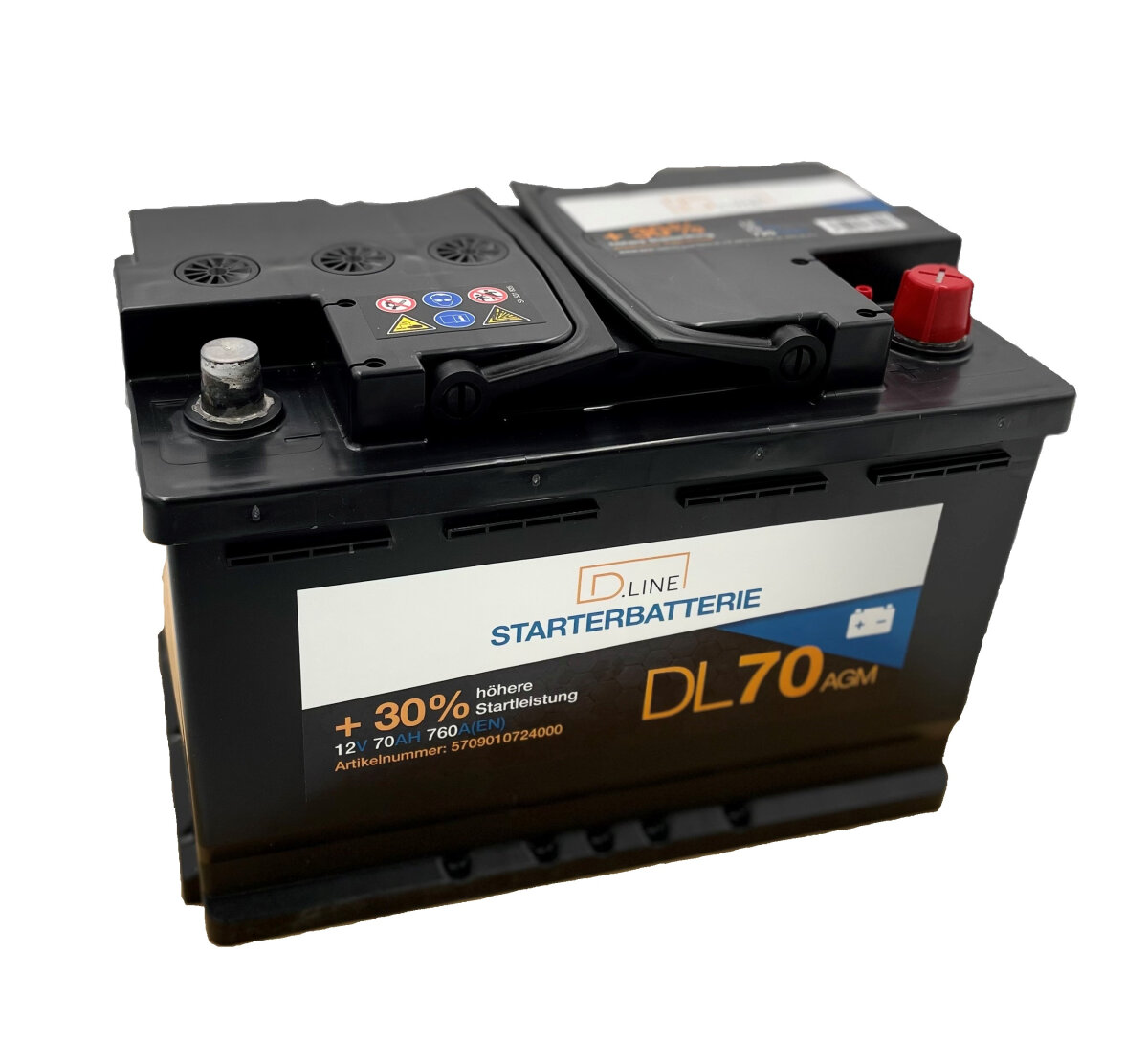 D.LINE Starterbatterie AGM DL70AGM 12V / 70Ah / 760A EN