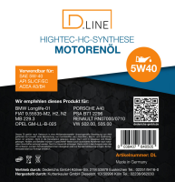 D.LINE Motorenöl SAE 5W-40 60 Liter Fass (DL 1012)