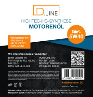 D.LINE Motorenöl SAE 5W-40 Hightec-HC-Synthese 60 Liter Fass (DL 1012)