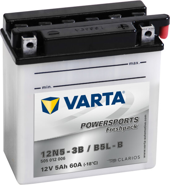 VARTA Powersports Fresh Pack 12N5-3B
B5L-B 12V 5Ah 60A EN (505012006I314)