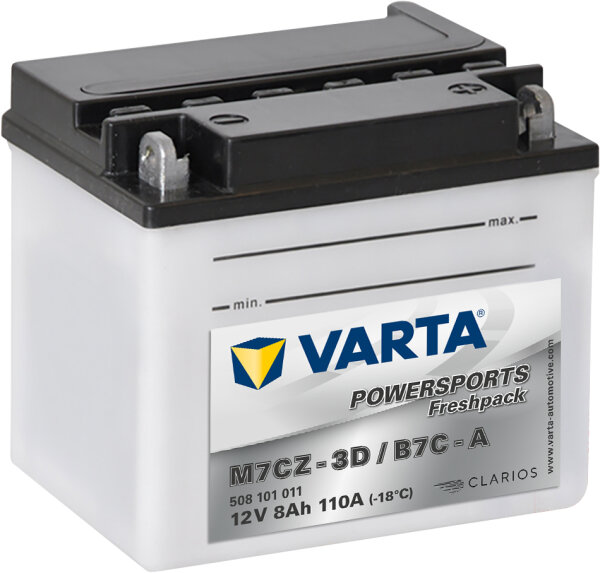 VARTA Powersports Fresh Pack M7CZ-3D
B7C-A 12V 8Ah 110A EN (508101011I314)