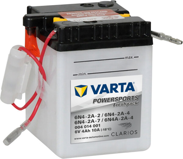 VARTA Powersports Fresh Pack 6N4-2A-2 / 6N4-2A-4
6N4-2A-7 / 6N4A-2A-4 6V 4Ah 10A EN (004014001I314)