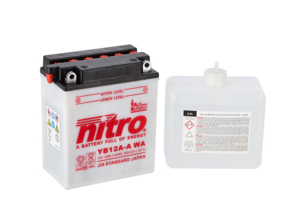 Nitro Motorradbatterie YB12A-A WA -N- mit Säureflasche