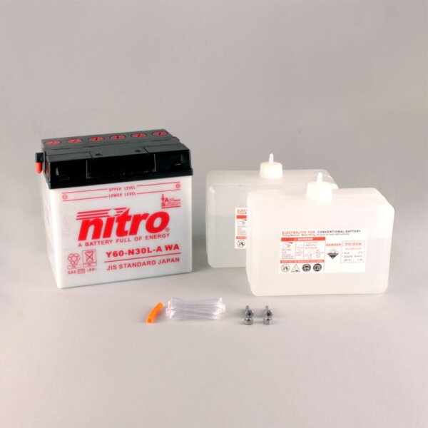 Nitro Motorradbatterie Y60-N30L-A WA -N- mit Säureflasche