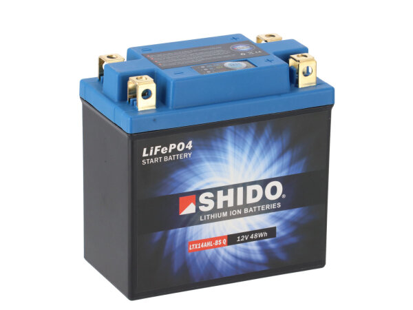 SHIDO LTX14AHL-BS Q Lithium Ion 4 Anschlusse Motorradbatterie