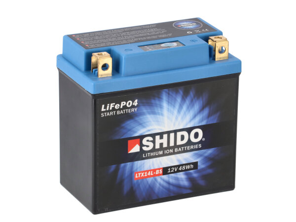 SHIDO LTX14L-BS Lithium Ion Motorradbatterie