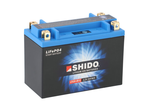 SHIDO LTX20-BS LITHIUM ION 4 ANSCHLÜSSE Motorradbatterie