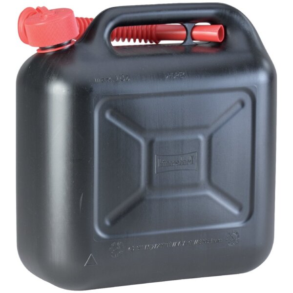 HUENERSDORFF Kraftstoff-Kanister COMPACT 10L, HDPE schwarz, mit UN-Zulassung, rotes Zubehör 862886 (862800)