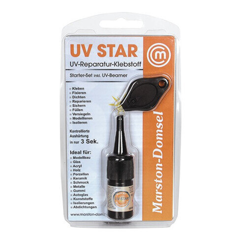 MARSTON-DOMSEL MD UV-Star Reparatur-Klebstoff 3g Starter-Set inkl. UV-Beamer