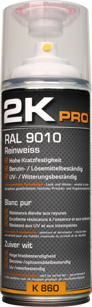 2K PRO Decklack / Sprühlack RAL 9010 Reinweiss glänzend 351860