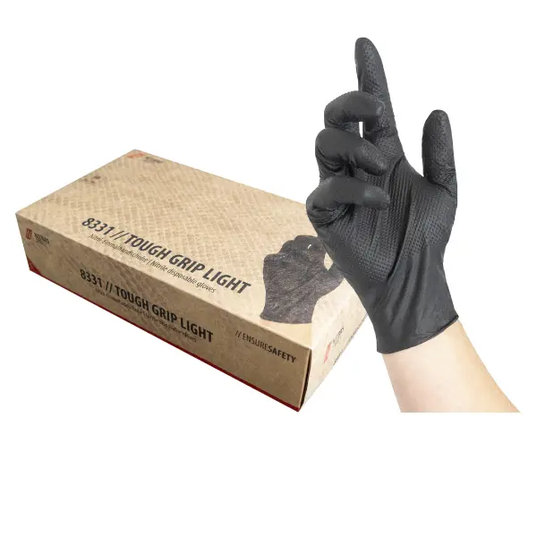 Nitras TOUGH GRIP LIGHT, Nitril-Einmalhandschuhe schwarz...