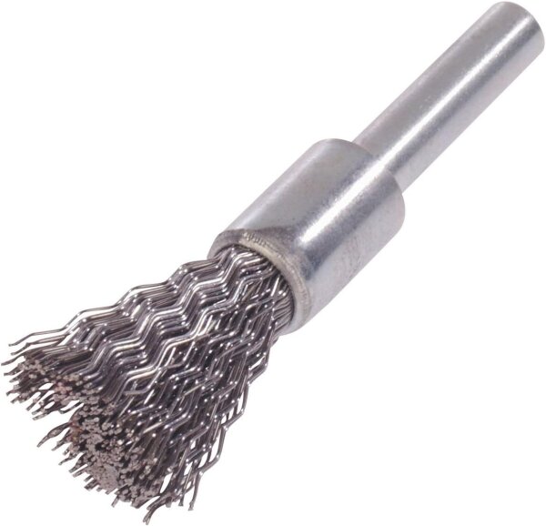 LESSMANN Pinselbürste mit 6 mm Schaft Drm 23 mm lang 68 mm Stahldraht STA gew. 0,30 mm hoch 25 mm 453161