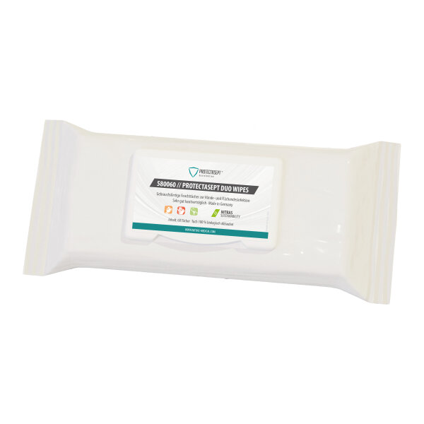 NITRAS PROTECTASEPT DUO WIPES, Desinfektionstücher für Hände und Flächen, á 60 Stück 580060