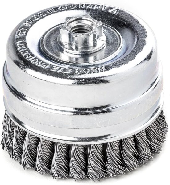 LESSMANN Zopf-Topfbürsten mit Stützring Drm 100 mm 26 Z Stahldraht STH glatt 0,50 mm 486217