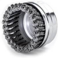 LESSMANN Zopf-Topfbürsten mit Stützring Drm 100 mm 26 Z Stahldraht STH glatt 0,50 mm 486217