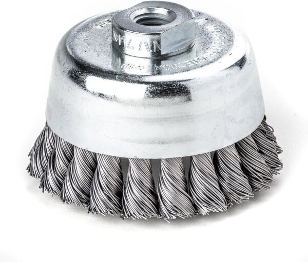 LESSMANN Zopf-Topfbürste ohne Stützring, Drm 90 mm  20 Z  Stahldraht STH glatt 0,50 m 485237