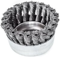 LESSMANN Zopf-Topfbürste ohne Stützring, Drm 90 mm  20 Z  Stahldraht STH glatt 0,50 m 485237