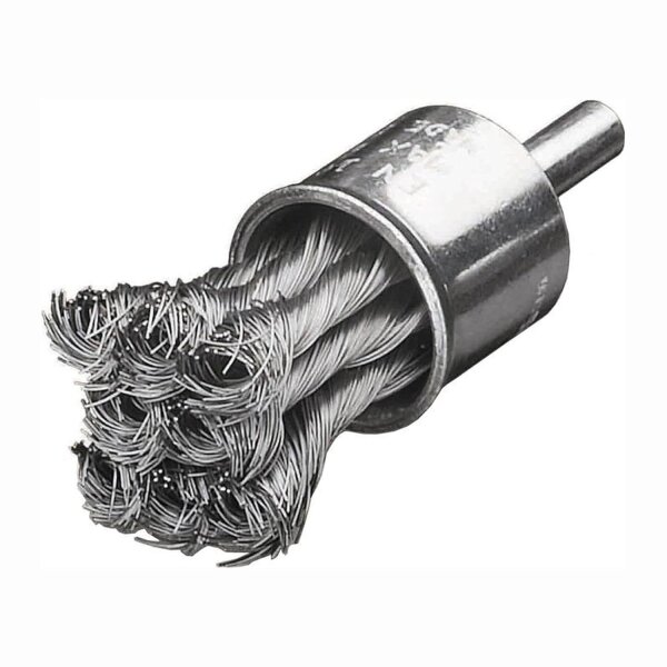 LESSMANN Zopf-Pinselbürste mit 6 mm Schaft Drm 22 mm  8 Zöpfe  mit Blume Stahldraht 454278