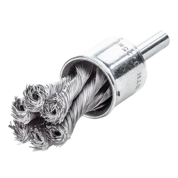 LESSMANN Zopf-Pinselbürste mit 6 mm Schaft Drm 19 mm 6 Zöpfe mit Blume Stahldraht 453278