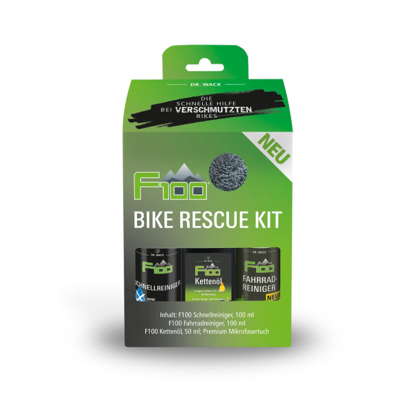 Dr. Wack F100 Bike Rescue Kit mit Fahrradreiniger, Schnellreiniger, Kettenöl, Mikrofasertuch (8300)