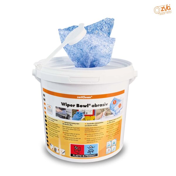 zetClean®  Wiper Bowl® Abrasiv, im Spendereimer 72 Tücher