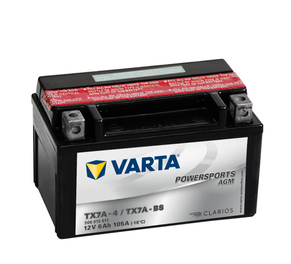 VARTA Powersports AGM TX7A-4
TX7A-BS 12V 6Ah 105A EN (506015011I314)