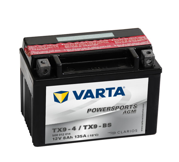 VARTA Powersports AGM  TX9-4
TX9-BS 12V 8Ah 135A EN (508012014I314)