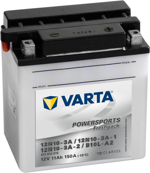 VARTA Powersports Fresh Pack 12N10-3A / 12N10-3A-1
12N10-3A-2 / B10L-A2 12V 11Ah 150A EN (511012015I314)