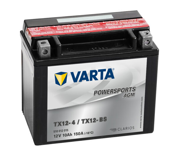 VARTA Powersports AGM  TX12-4
TX12-BS 12V 10Ah 150A EN (510012015I314)