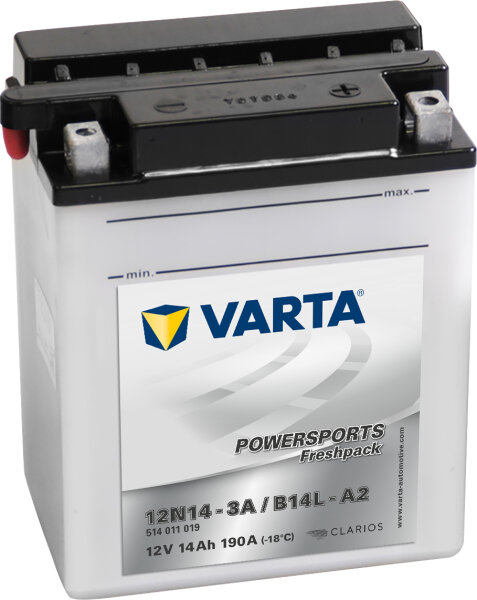 VARTA Powersports Fresh Pack 12N14-3A
B14L-A2 12V 14Ah 190A EN (514011019I314)