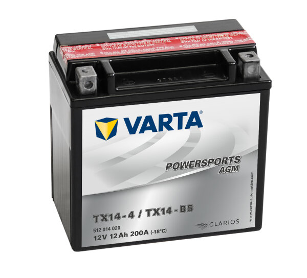VARTA Powersports AGM  TX14-4
TX14-BS 12V 12Ah 200A EN (512014020I314)