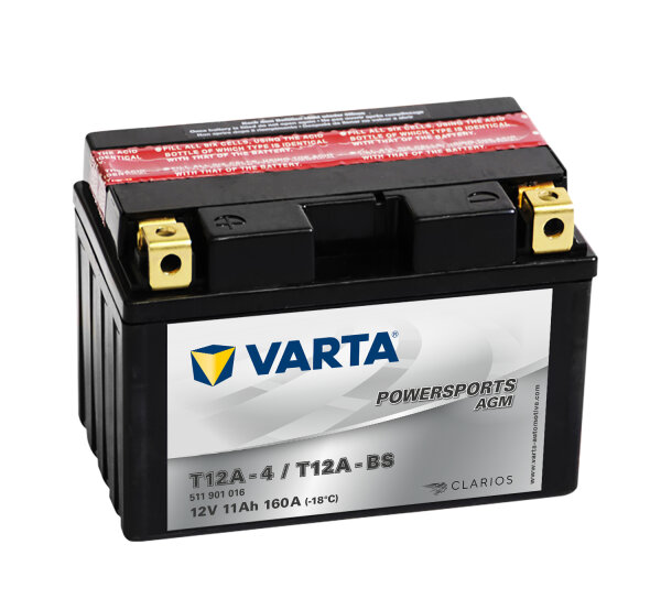 VARTA Powersports AGM  T12A-4
T12A-BS 12V 11Ah 160A EN (511901016I314)