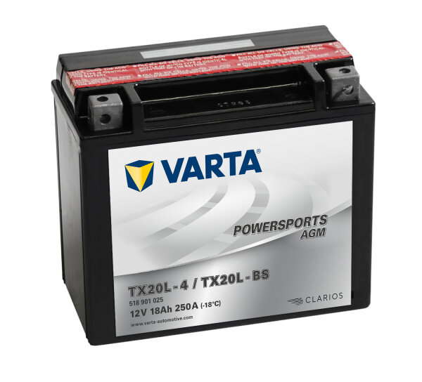 VARTA Powersports AGM  TX20L-4
TX20L-BS 12V 18Ah 250A EN (518901025I314)