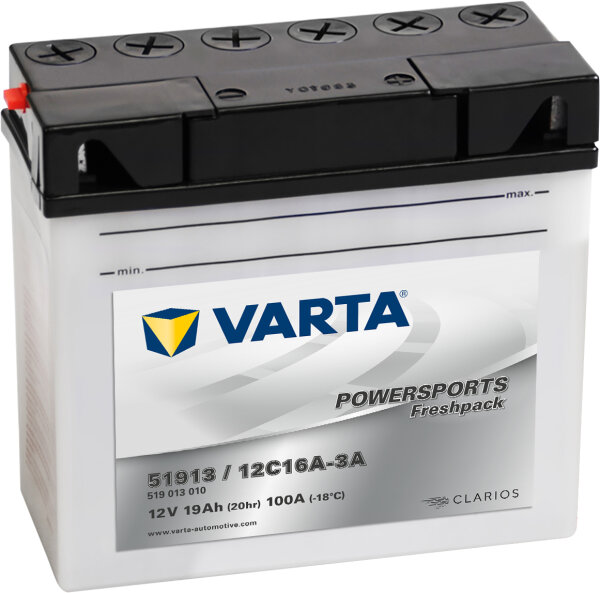 VARTA Powersports Fresh Pack 51913
12C16A-3A 12V 19Ah 100A EN (519013010I314)