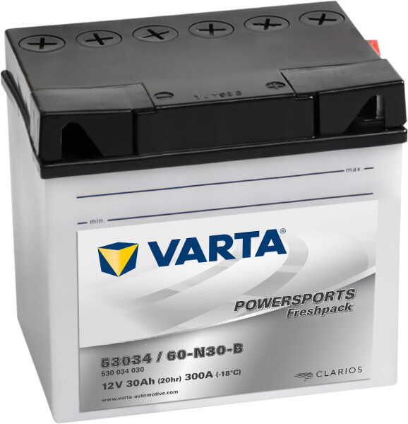 VARTA Powersports Fresh Pack 53034
60-N30-B 12V 30Ah 300A EN (530034030I314)