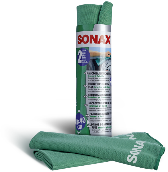 SONAX 04165410  MicrofaserTücher PLUS Innen & Scheibe (2 St.) 2 Stück