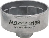 HAZET Ölfilter-Schlüssel 2169 - Vierkant10 mm (3/8 Zoll) - Außen-14-kant Profil - 82 mm