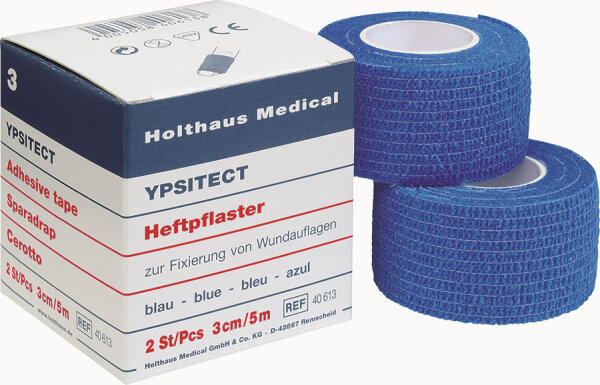 Holthaus YPSITECT Heftpflaster   blau 2 Stück 3cm x 5m (40613)