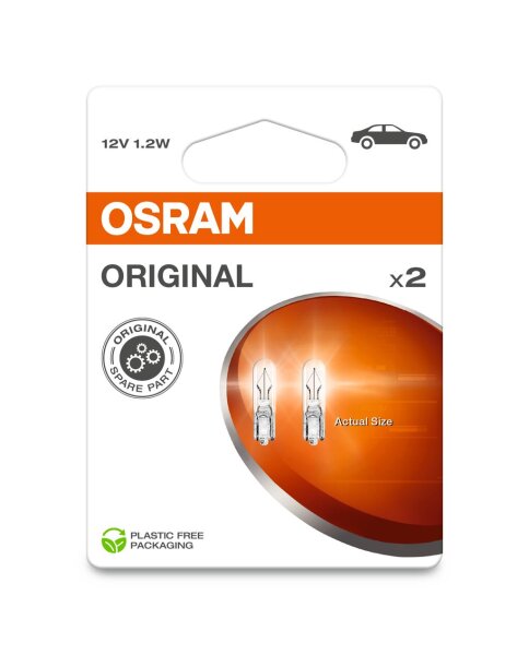OSRAM Original 12V 1,2W Glassockel Doppelblister Eco 2721-2BL