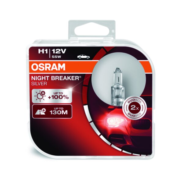 OSRAM NIGHT BREAKER® SILVER H1 Duo Box 64150NBS-HCB